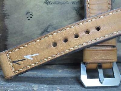 $100 • Buy Handmade  UNO  Tan Leather Watch Strap VDB Panerai GPF 28,27,26, 24,22mm