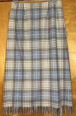 VTG Pendleton 100% Virgin Wool Plaid Fringe Bottom Skirt Straight Lined Size 10 • $24.99