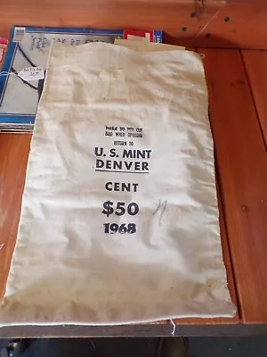 Original Vintage 1968 U.S. Mint Denver Canvas Money Bag - Cent • $11