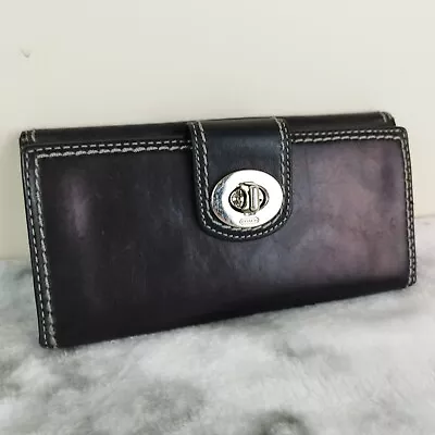 £24.99 • Buy Women's Coach Leather Purse Wallet Black Silver Turn Lock Money Cards