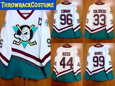 The Mighty Ducks Movie Jersey 96 Charlie Conway 99 Adam Banks 66 BOMBAY 44 Reed • $39.97