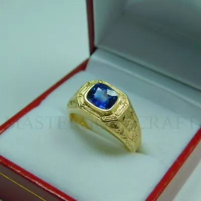 AAA Ceylon Sapphire 7x5mm 1.63 Cts Heavy 18K Yellow Gold Antique Vintage-style • $2050