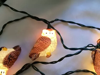 Electric Lighted Owl Garland 9Ft Long Plugs In • $16.50