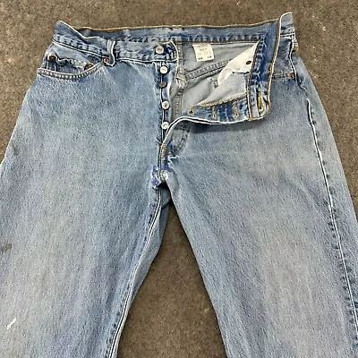 VINTAGE Levis 501 Jeans Mens 36x34 Straight Leg Light Wash Cotton Distressed Y2K • $29.95