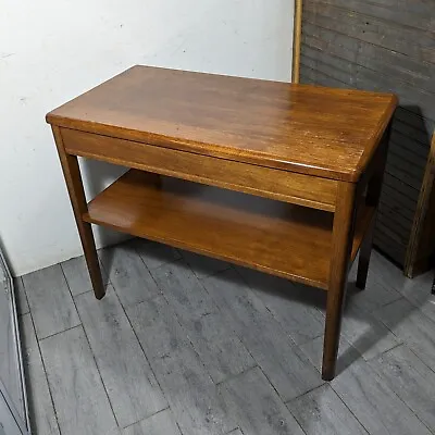 Vintage Mid Century Modern Solid Wood Console Side Hall Entry 2-Tier Table • $360