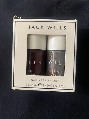 Jack Wills MINI NAIL VARNISH DUO Gift Set -Dark Red & Grey. Gift Idea. New • £12.99