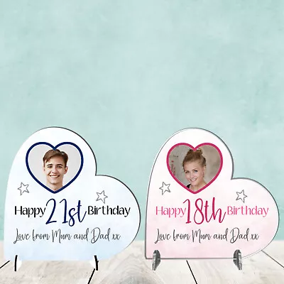 Personalised Birthday Heart Plaque With Photo Any Age 18th/21st/30th Keepsake • £6.99