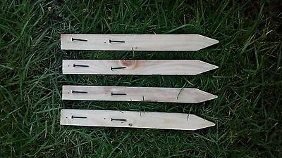 SET OF 4 - 15  Treated Fence Log Roll Wooden Stakes Pegs Edgers - FREE P &P • £13.40