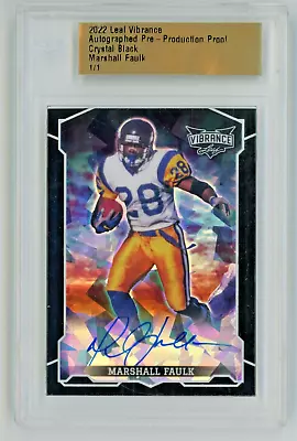 1/1 BLACK Marshall Faulk 2022 Leaf Vibrance Autograph Pre-Production Proof Auto • $2.25