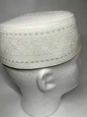 Islamic Muslim Hat Namaz Topi Kufi MEN Cap Off-white / Ivory Size 58cm • $11.95