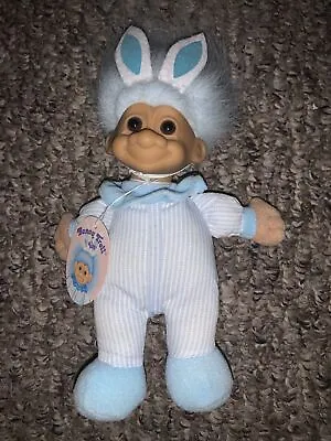 Russ 9  Troll Doll Blue Stripe Pajamas Soft Body Removeable Bunny Ears NWT • $8