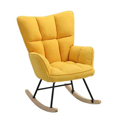 £135.95 • Buy Living Room Balcony Rocking Chair Baby Care Nursery Upholstered Desk Chair Linen