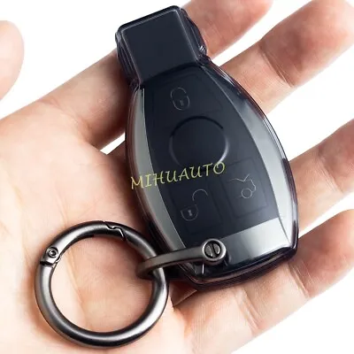 Transparent Black Car Key Chain Cover Case For Mercedes CLA CLS GLA GLC GLE GLK • $9.50