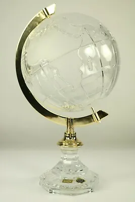 Crystal Lead Glass Earth Globe Hand Blown Made Germany Vintage 1960's Beyer • $449