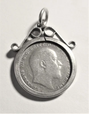 £6.99 • Buy Silver Vintage Charm Bracelet Charm Edward 7th 1906 3d Coin  In Mount