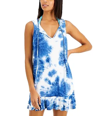 MSRP $52 J Valdi Womens Tie-Dyed Print Ruffled Cover-Up Dress Blue Small • $28.79