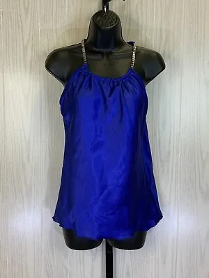 Nicole Miller Satin Sleeveless Top Women's Size XS Royal NEW MSRP $78 • $23.95