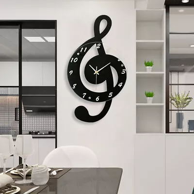 Creative Mical Note Wall Clock Innovative Musical Note Silent Quartz Clock Gift • $46