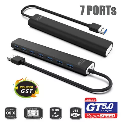 Multi USB 3.0 Hub 7-Port High Speed 5Gbps Slim Compact Expansion Smart Splitter • $12.76