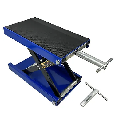 Motorcycle Scissor Jack Lift Wide Deck Lift 1100LB Center Hoist Stand Blue/Red • $56.48