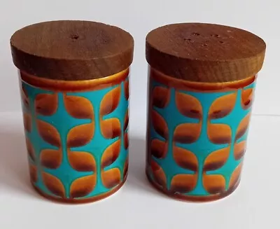 Hornsea Pottery 1970s Turquoise & Brown Condiment Set  Salt Pepper A/f • £9.99