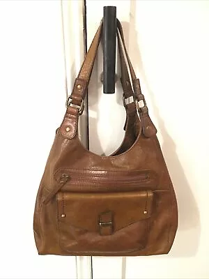 M&S Collection Tan Leather Tote. Slouch Hobo Shoulder Bag. 2016 Bag In VGC. • £18