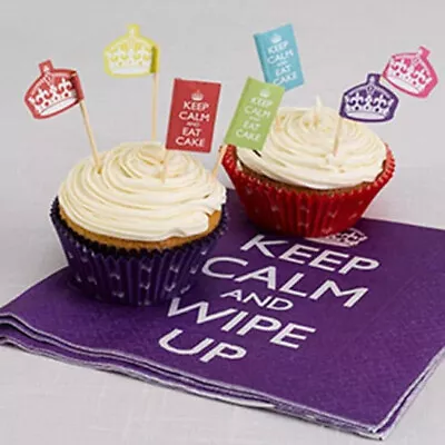 20 Keep Calm Cake Buffet Food Picks Summer Luau Party Decoration • £3.99