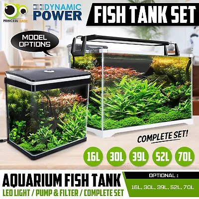 Aquarium Fish Tank Nano LED Light Complete Set Filter Pump 16L 30L 39L 52L 70L • $69.90