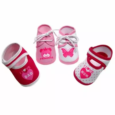 Newborn Baby Girl Pram Crib Cot Terry Cotton PINK Booties Bootees - 0-4 Months • £2.35