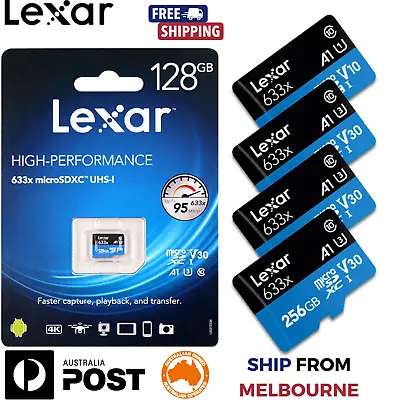 Micro SD Card LEXAR 32GB 64GB 128GB 256GB TF Memory Card UPTO 95M/S & Adaptor • $1.95