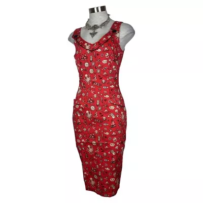 Voodoo Vixen Rockabilly Retro 50's Swing Pin Up Nautical Pencil Dress Dra2494 • $19.24