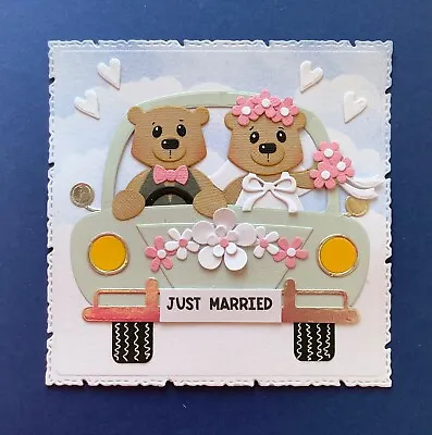 £2.20 • Buy Handmade Wedding Card Topper …bride & Groom/honeymoon Car/sentiment/flowers  3