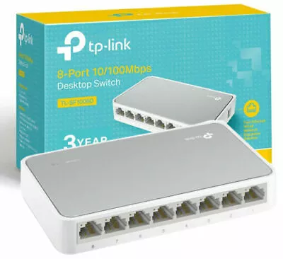 8 Port TP-LINK Fast Ethernet Switch LAN Network RJ45 Splitter Hub Wired NEW • £16