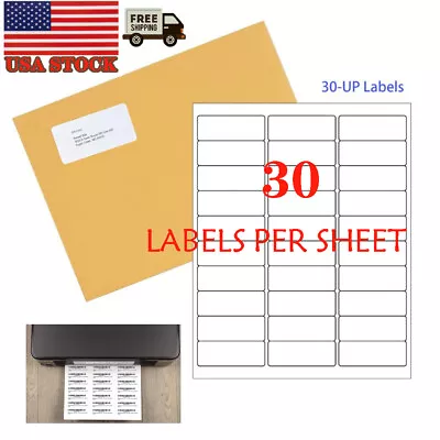 6000 Count Premium Shipping Mailing Labels 1 X2-5/8  Adhesive 30 Per Sheet 30-UP • $13.95