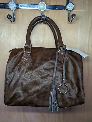 Edina Ronay Brown Leather Fur Shoulder Handbag BNWT RRP£190 • £83.99