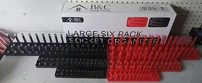 6Pc Socket Organizer Storage Holder Tool Set Tray Rack Metric SAE 1/4  3/8  1/2  • $21.99