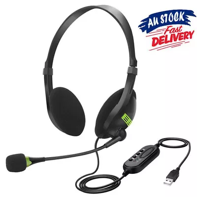 $17.98 • Buy USB Universal Headset Noise Cancelling Wired Headphone With Microphone For PC
