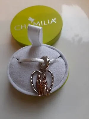 Chamilia Silver 925 Bride & Groom Wedding Rose Gold Accent Bracelet Charm In Box • £26.99