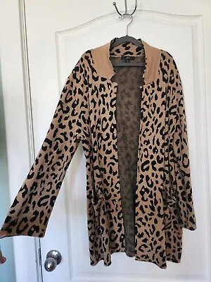 J. Crew Cardigan Size M Leopard Print Sweater Open Front Pockets  • $28.66
