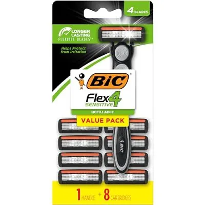 BIC Hybrid Flex 4 Sensitive Titanium Mens Disposable Razors For A Smooth • $13.03