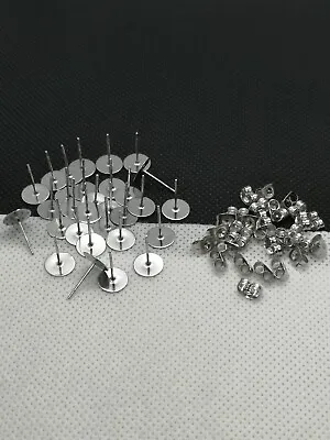 30 Stainless Steel Stud Earring Blanks With 30 Free Butterfly Backs (PHSS 14) • £4.25