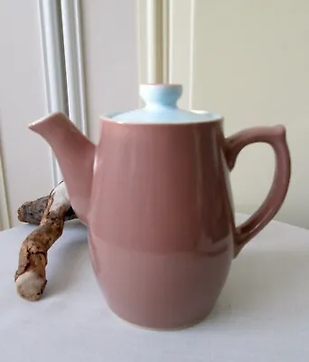 £14.95 • Buy Denby Langley Mill Coffee Pot Tan With Blue Lid And Interior Vintage 1960s