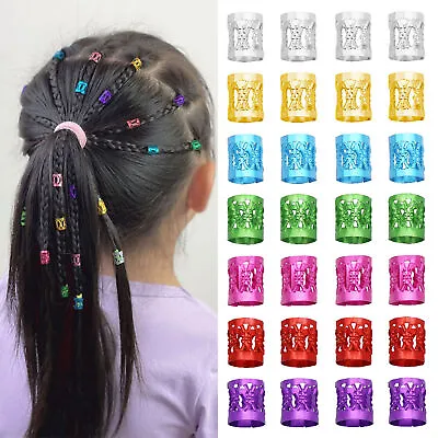 70PCS Metal Aluminum 9x8mm Hair Ring Dreadlocks Braided Hair Beads Hair Cuffs • $2.37