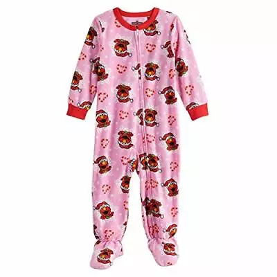 Toddler Girl's Santa Elmo Candy Cane Fleece Footed Christmas Pajama Sleeper 4T • $24.99