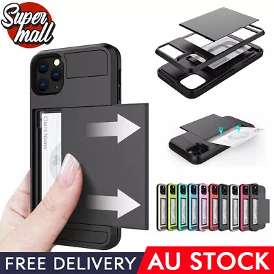 $6.80 • Buy IPhone 12 Pro Max Mini 11 X XR XS 8 7 6 5 SE S Plus Slide Armor Case Card Holder