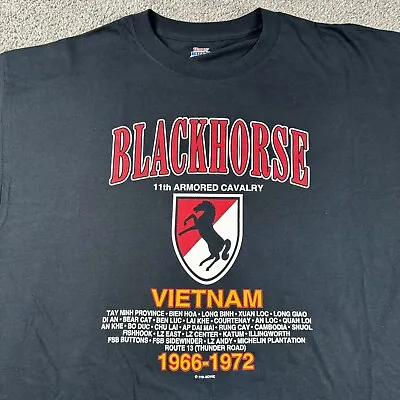 US Army Blackhorse 11th Cavalry T-Shirt Men's 2XL Black Vietnam POW MIA • $19.25