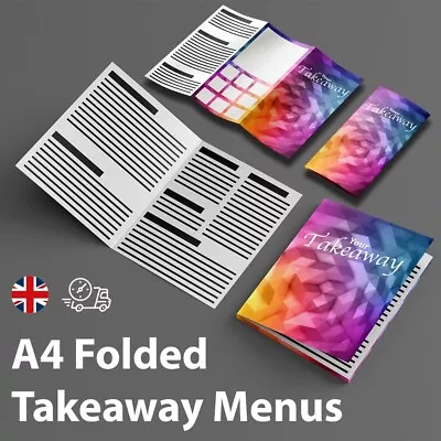 Takeaway Menus A4 Folded 135gsm Printed Full Colour Free Delivery 20000 • £510