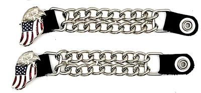 £11.67 • Buy 2 American Flag Eagle Double Chain Motorcycle Vest Extenders Usa Made