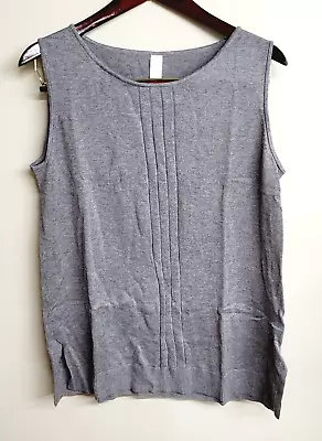 Marla Wynne Women's Sleeveless Knit Tank Blouse Top Cotton/Viscose GREY L NWT • $17.05