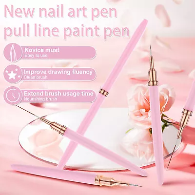 5Pcs Nail Art Brush Set For Long Lines Nail Art Liner Brushes With Metal FlHHL • $17.79